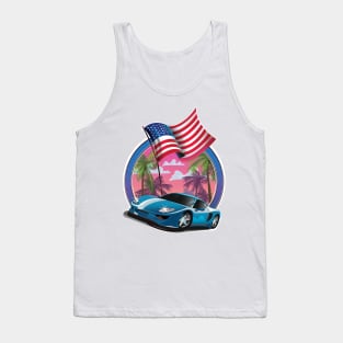 USA Blue sports car Tank Top